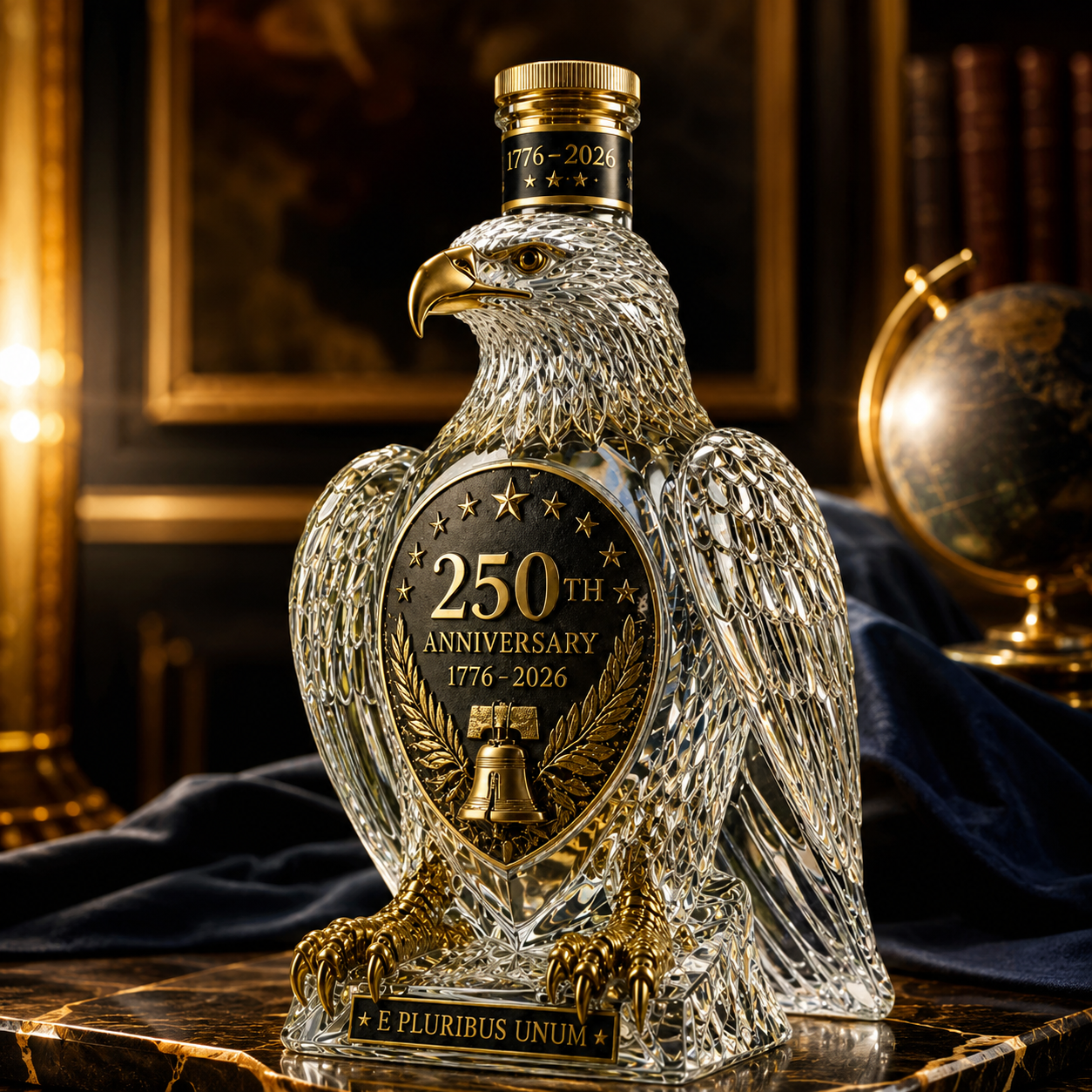 American Eagle Whiskey Decanter, 1776–2026 USA 250th Anniversary Collectible Bottle, Patriotic Home Bar Gift