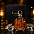 Lion Engraved Whiskey Decanter Gift Set
