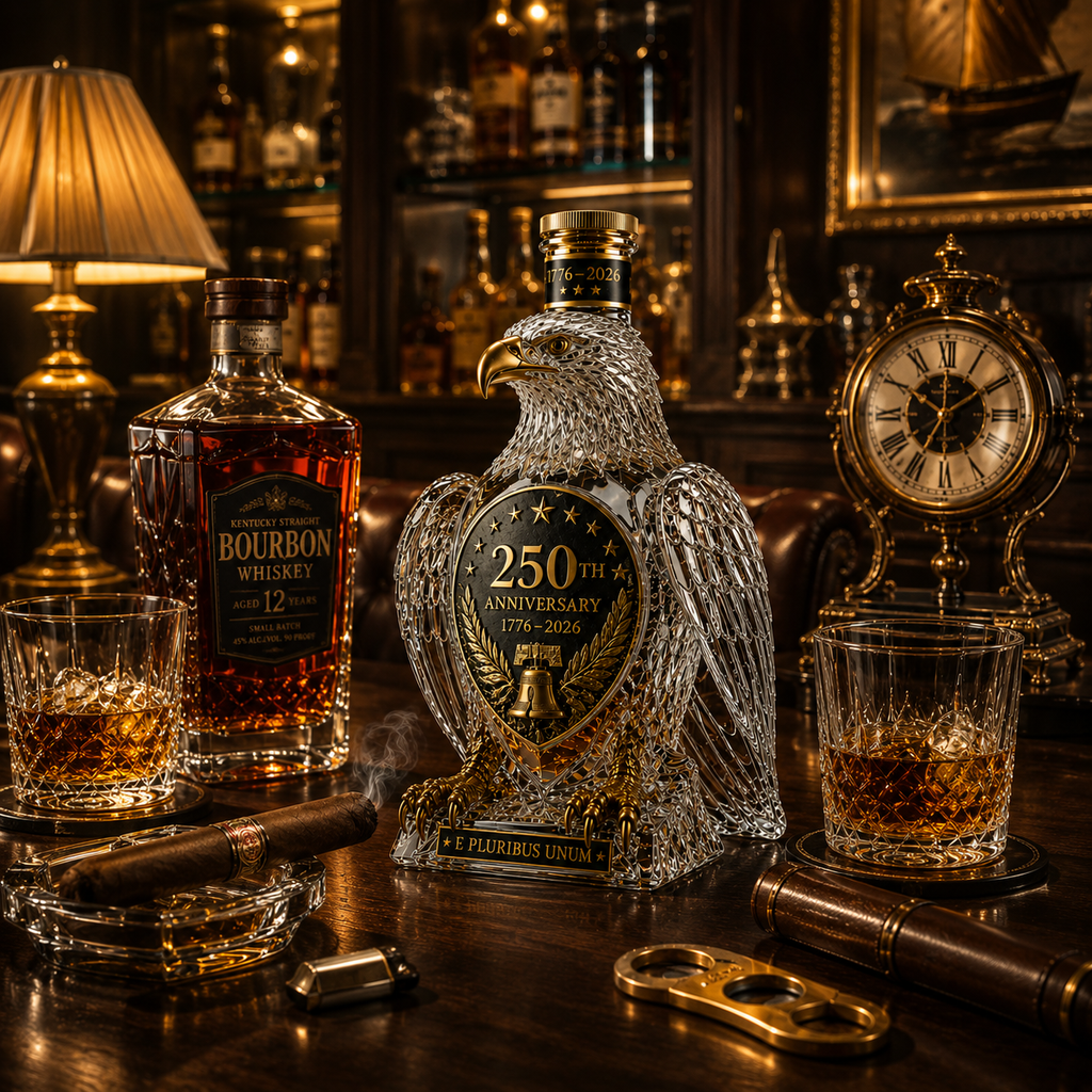 American Eagle Whiskey Decanter, 1776–2026 USA 250th Anniversary Collectible Bottle, Patriotic Home Bar Gift