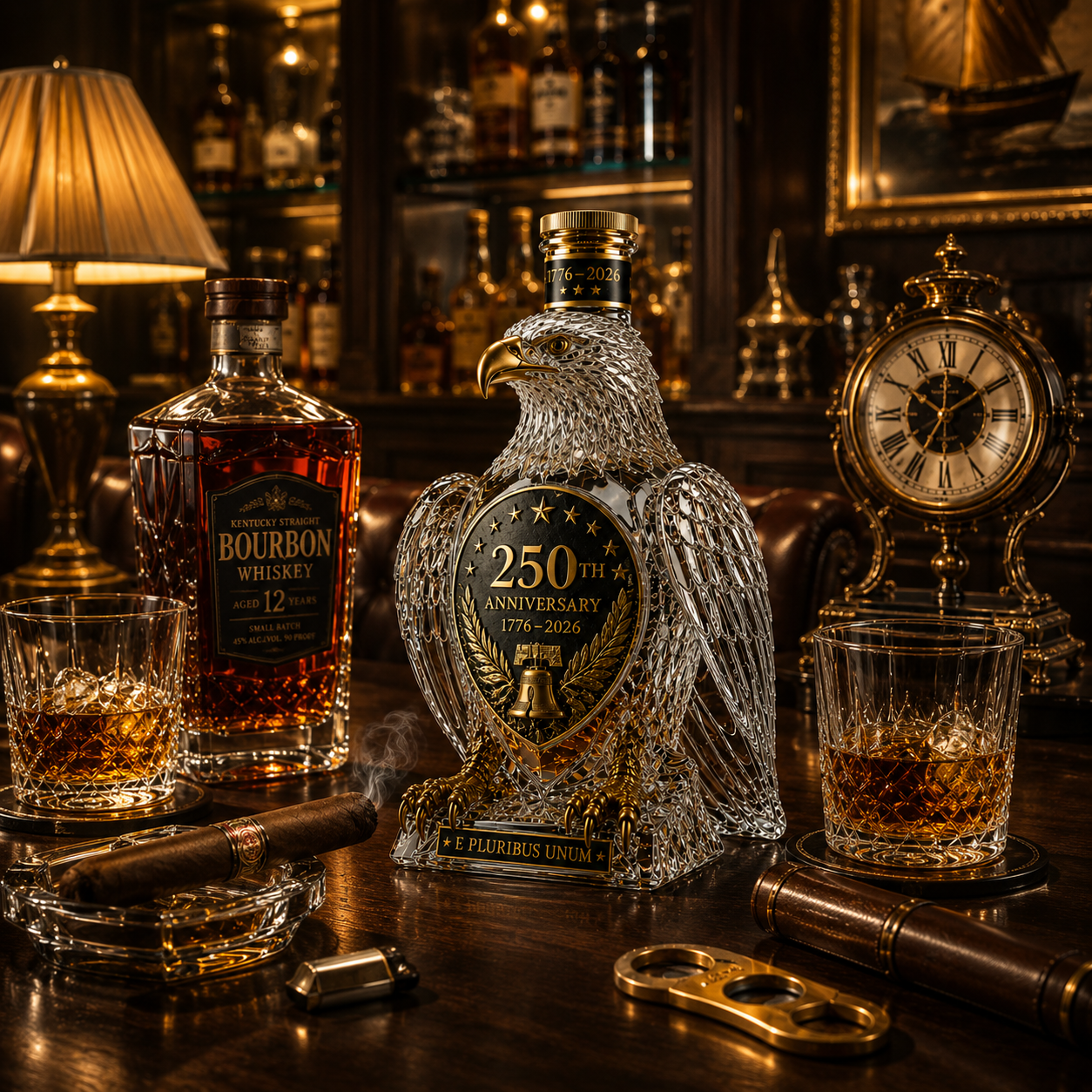 American Eagle Whiskey Decanter, 1776–2026 USA 250th Anniversary Collectible Bottle, Patriotic Home Bar Gift